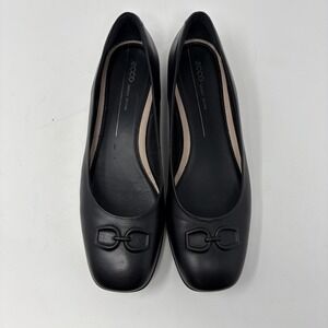 ECCO Anine‎ Squared Black Leather Ballerina Flats Size 41